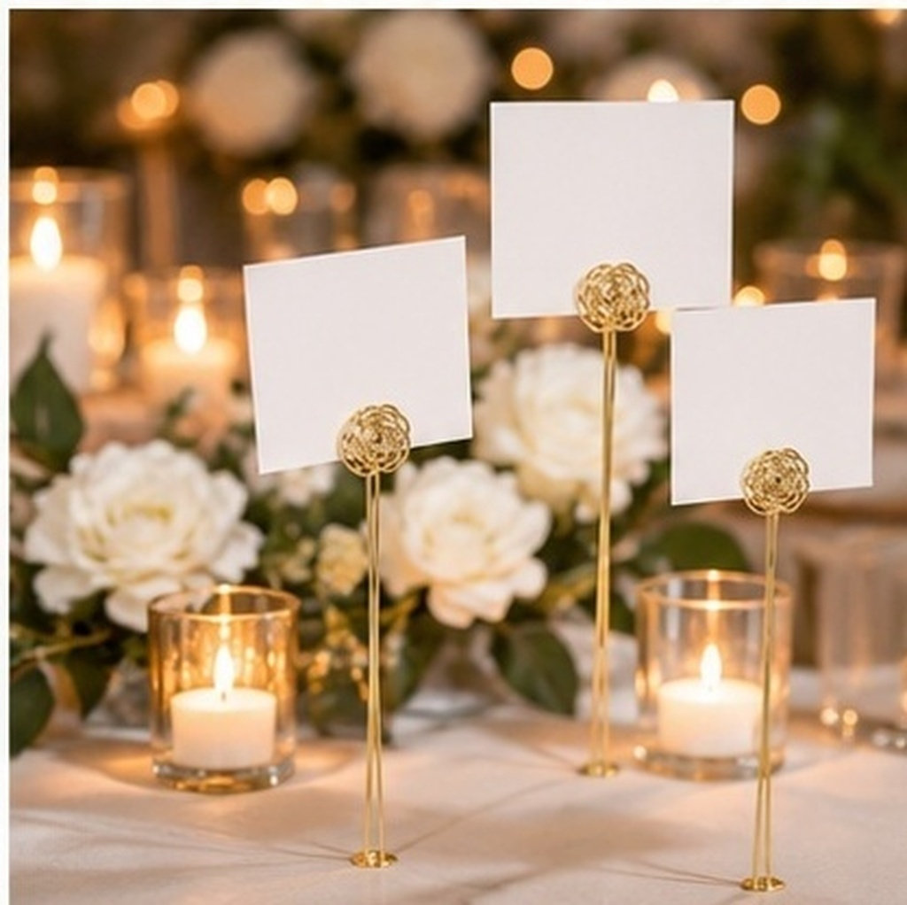 Table Number Gold - 30 Adet Şık Altın Rengi Çiçek